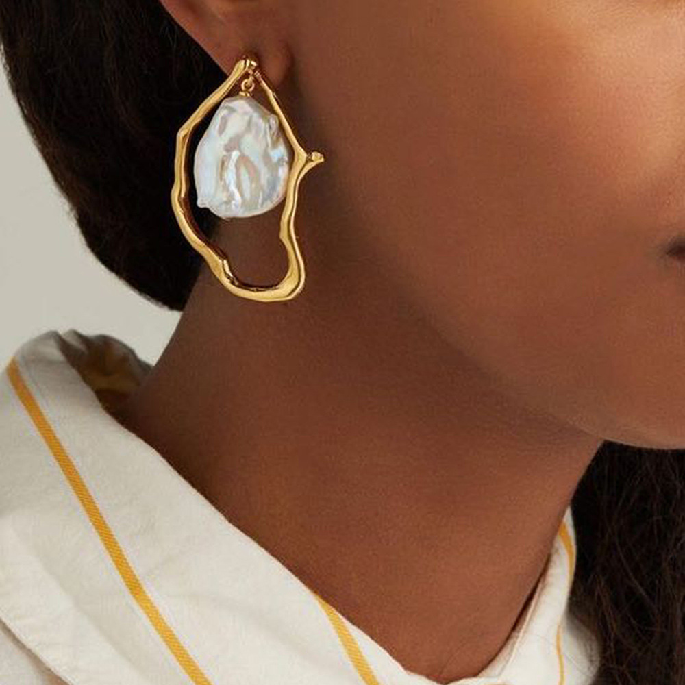 Irregular Pearl Earrings - Drop Pearl Earrings