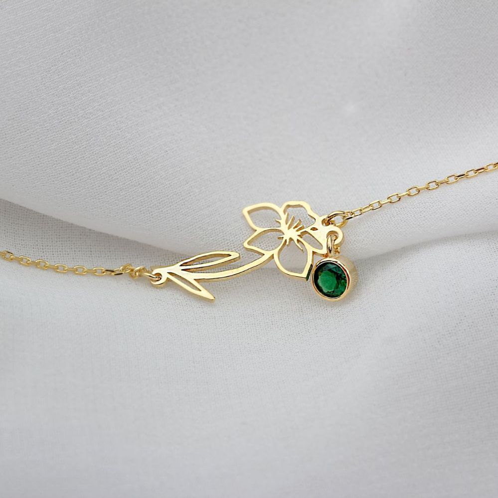 Birthday Flower Bracelet - Birthstone and Flower Bracelet