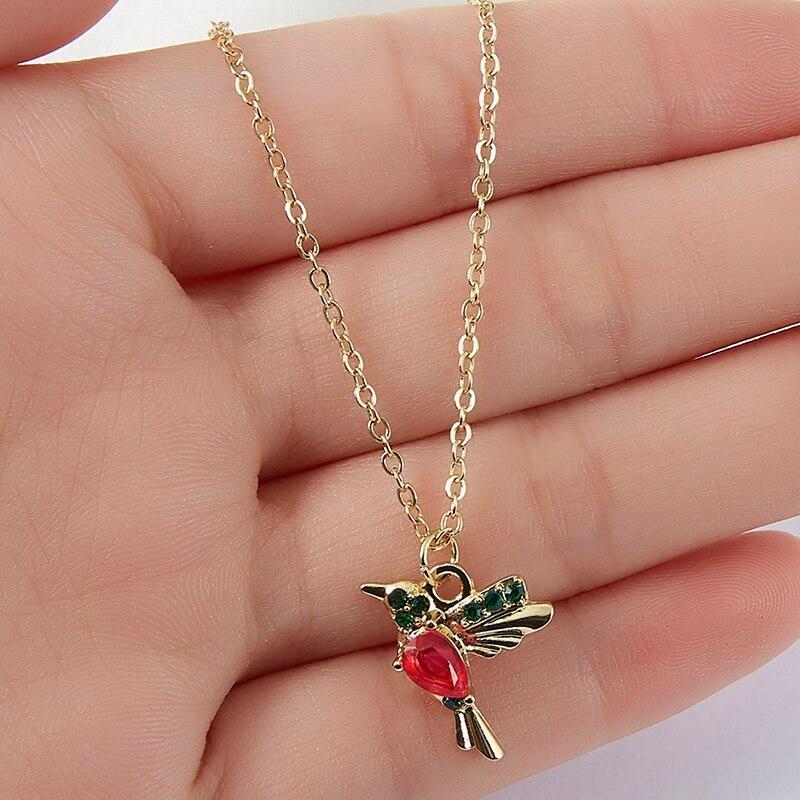 Jada – Hummingbird necklace in enamel and zirconia