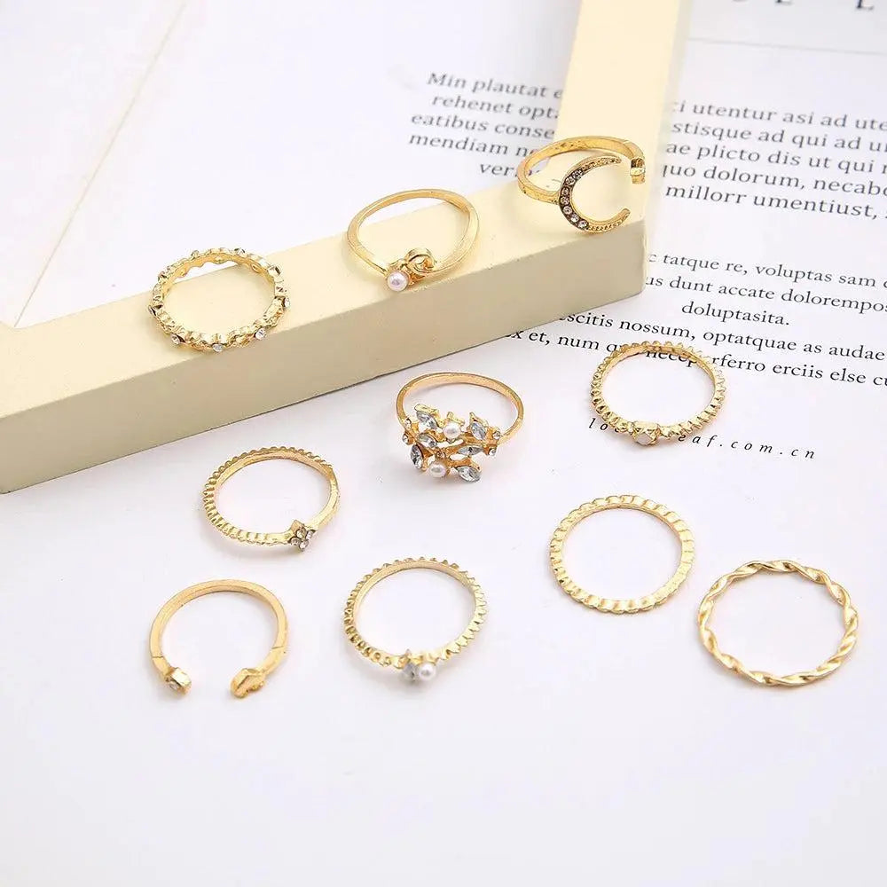 Savana – Set of 10 Boho Rings in Silver and Gold Tones