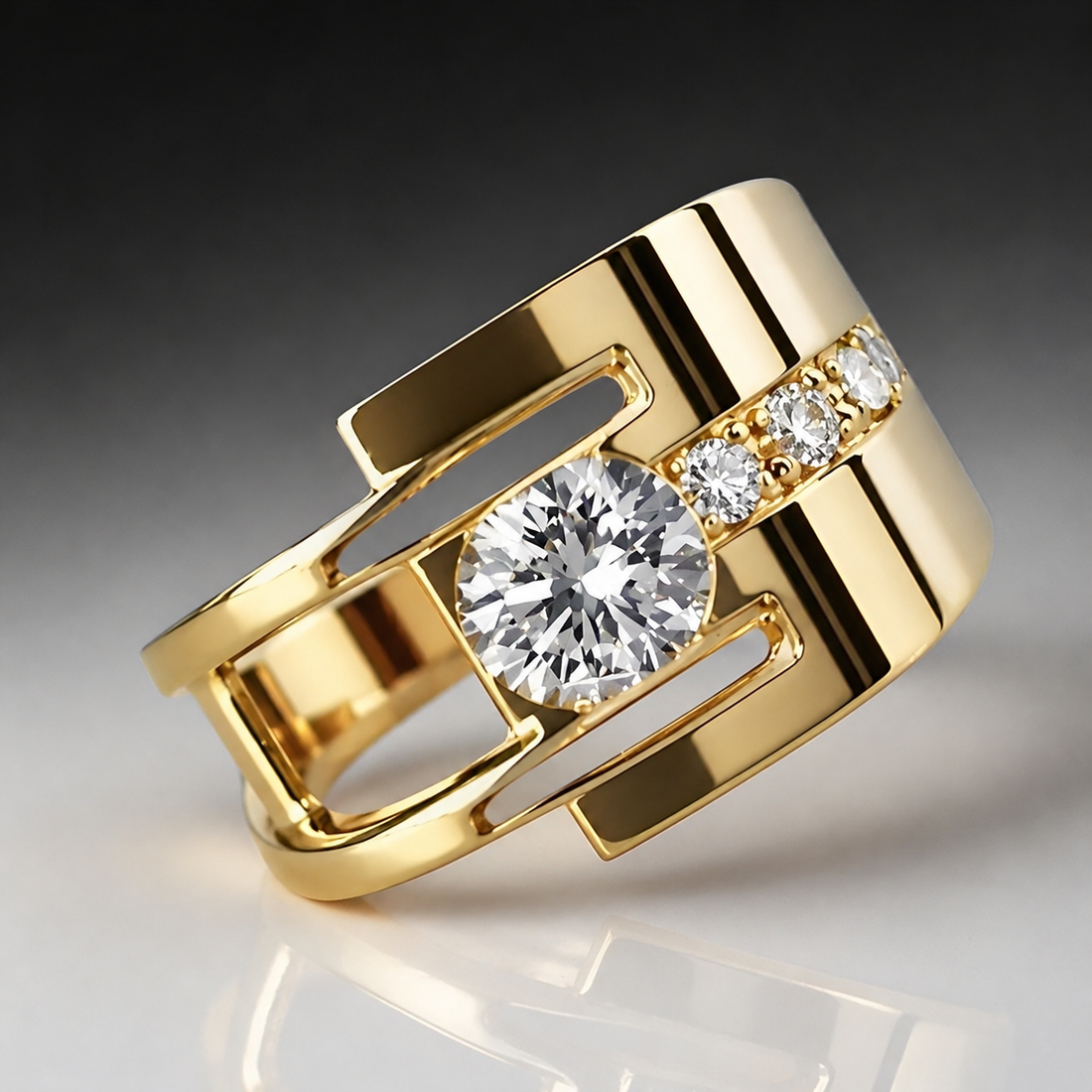 Sharon – Vintage gold ring with irregular zirconias