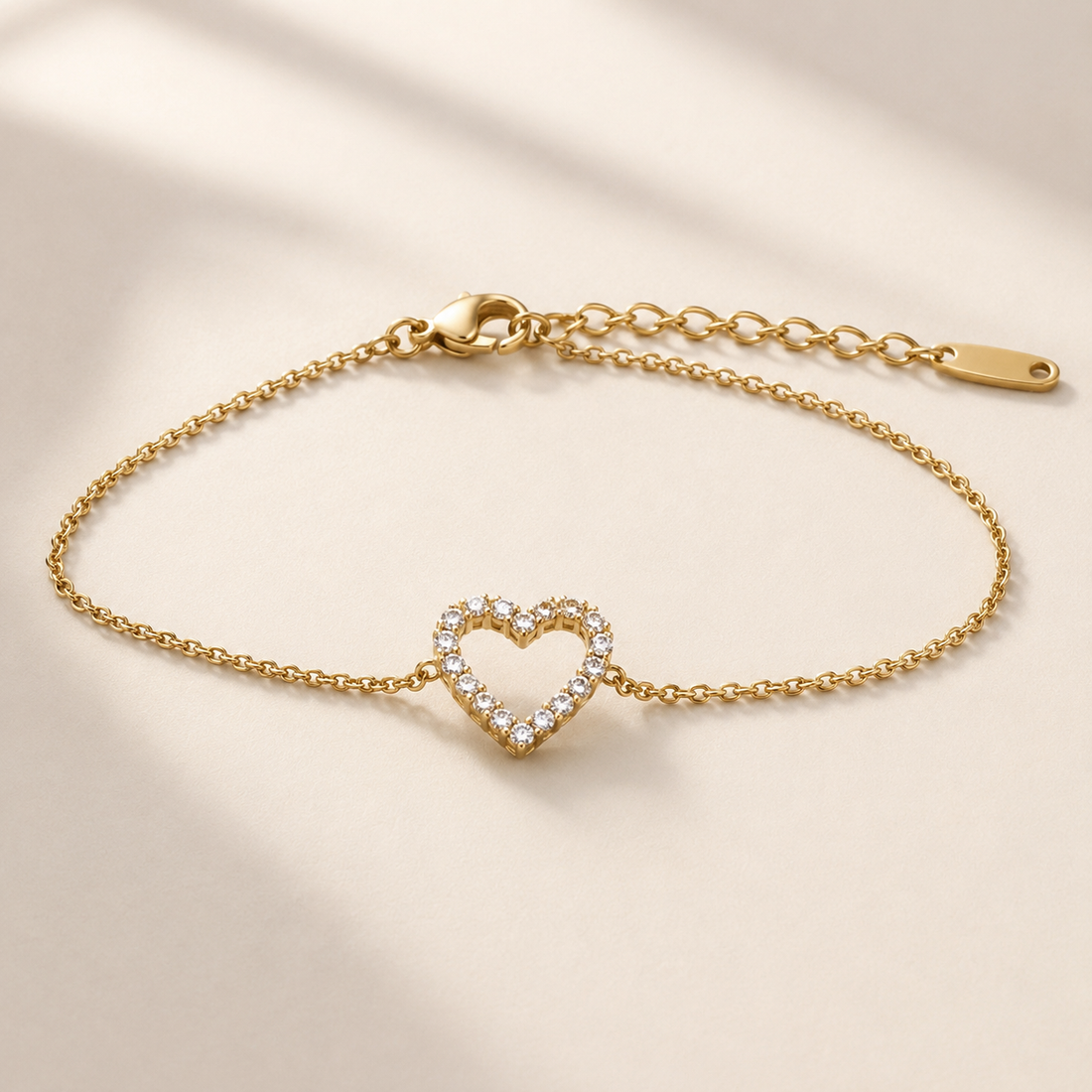 Open heart gold bracelet