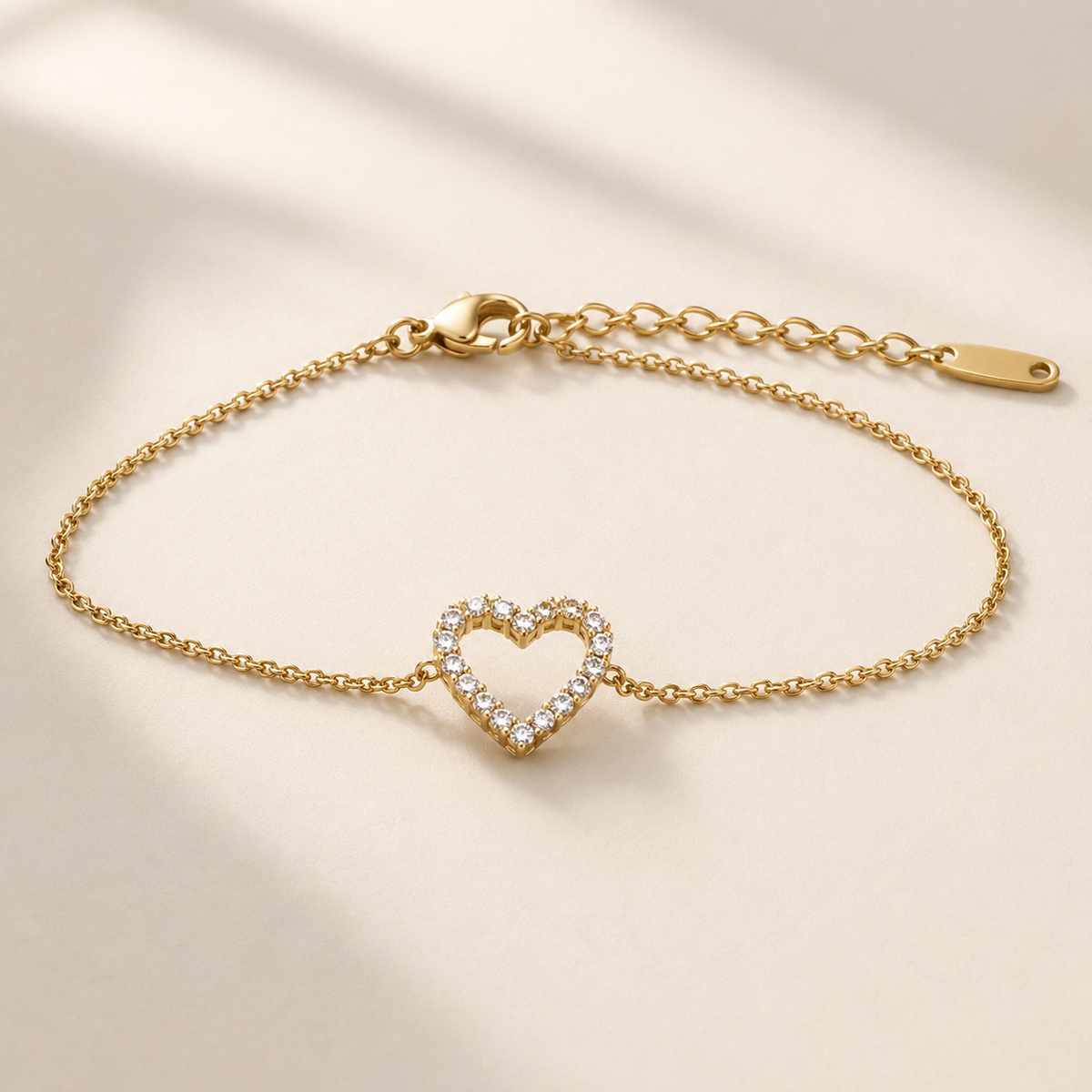 Open heart gold bracelet