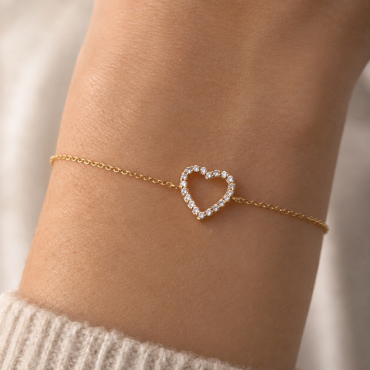 Open heart gold bracelet