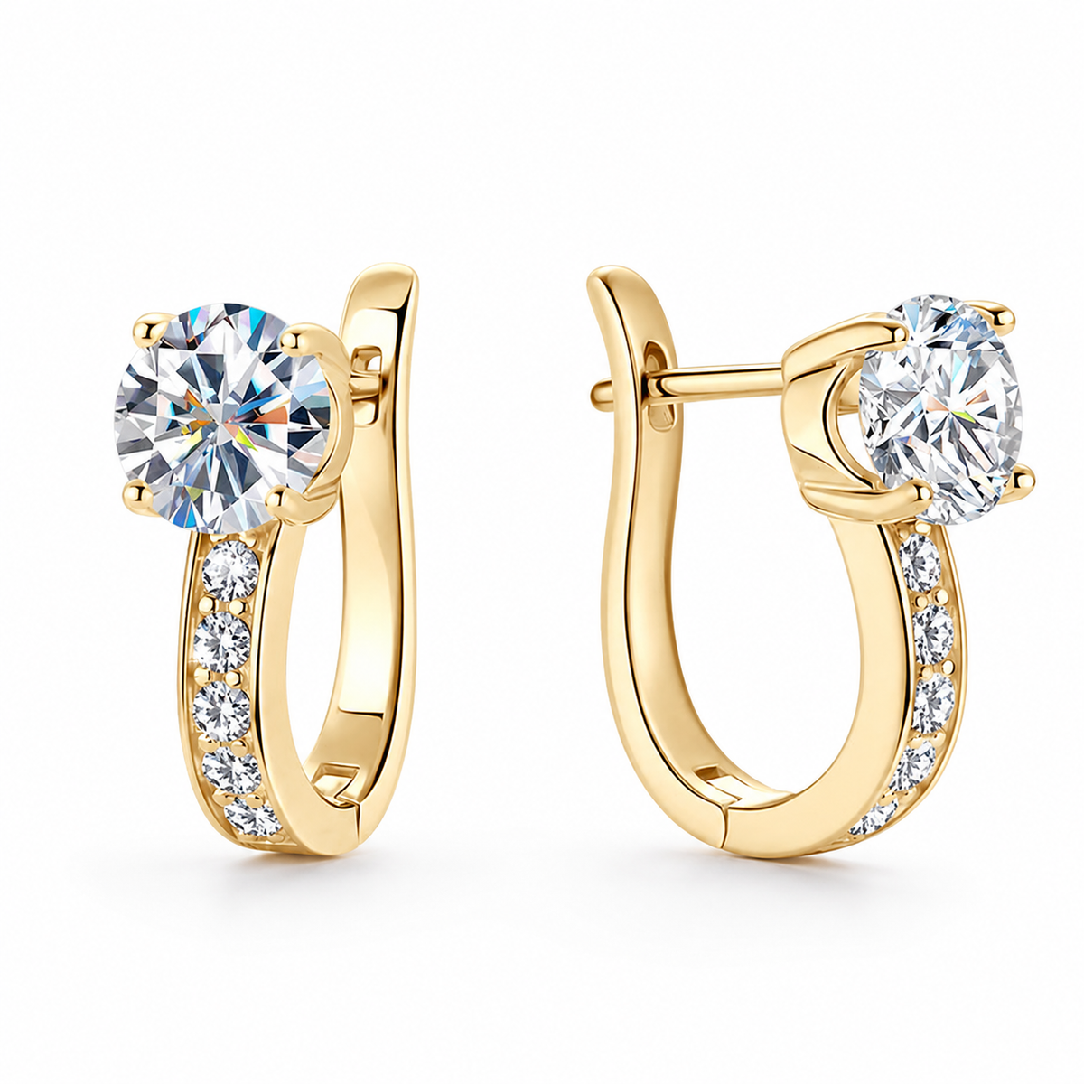 Nathalie – 18K Gold Moissanite Huggie Earrings