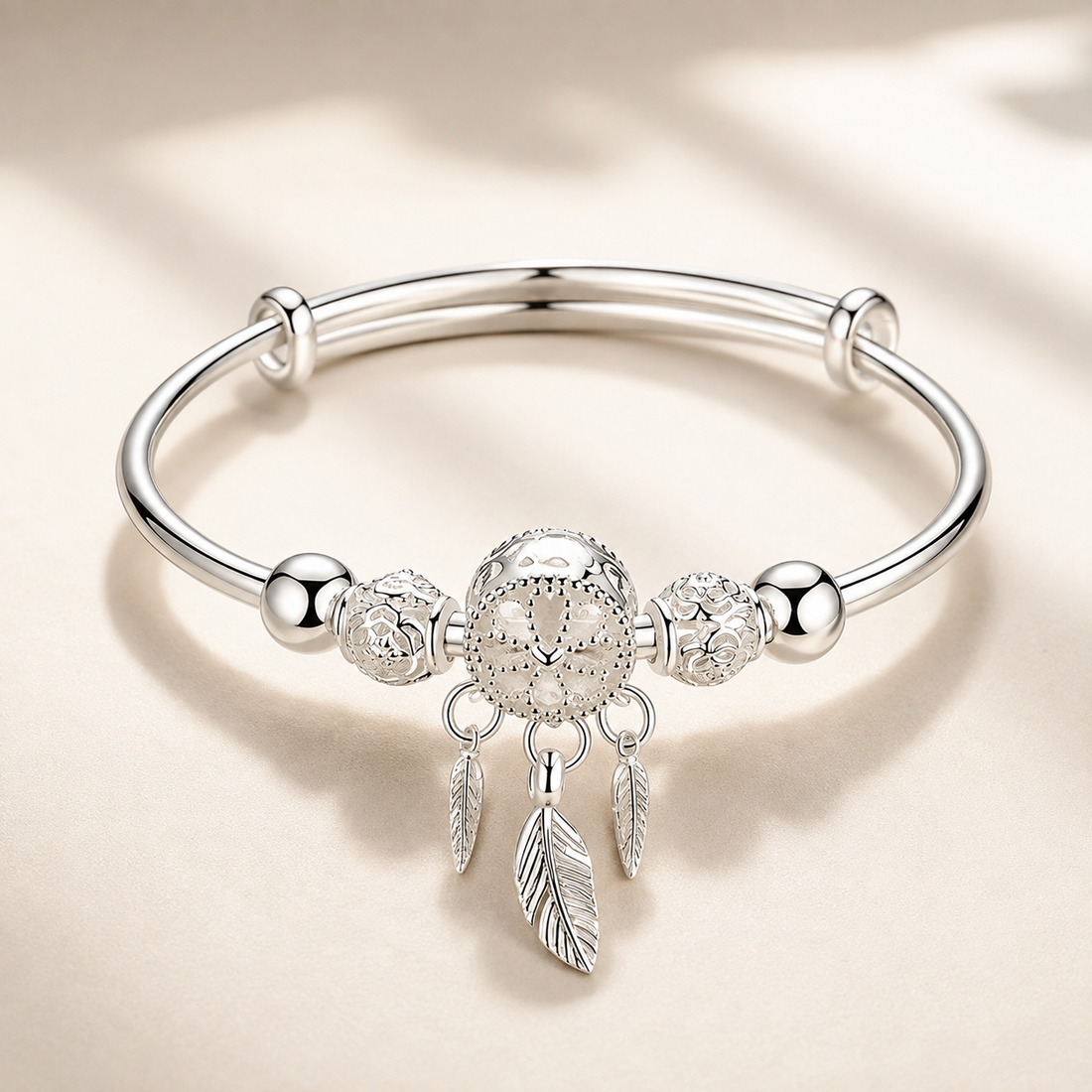 Aiyana – Adjustable dreamcatcher bracelet in 925 silver