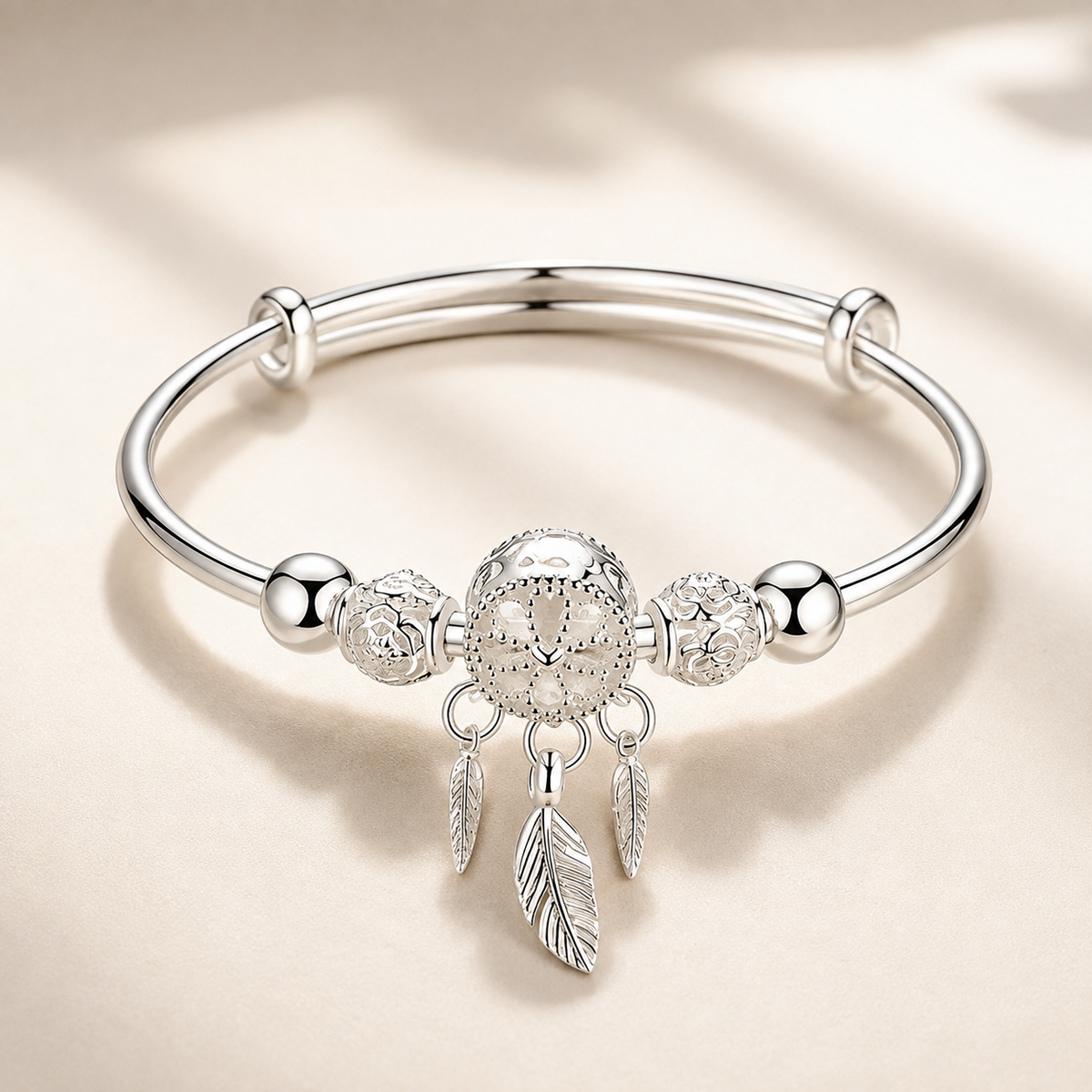Aiyana – Adjustable dreamcatcher bracelet in 925 silver