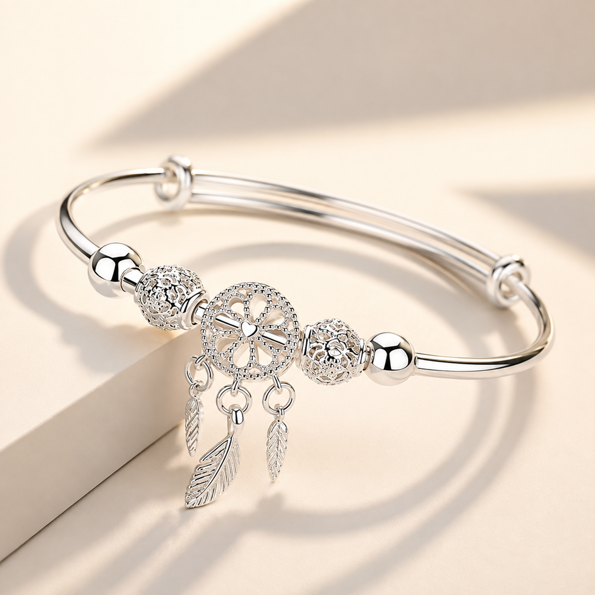Aiyana – Adjustable dreamcatcher bracelet in 925 silver