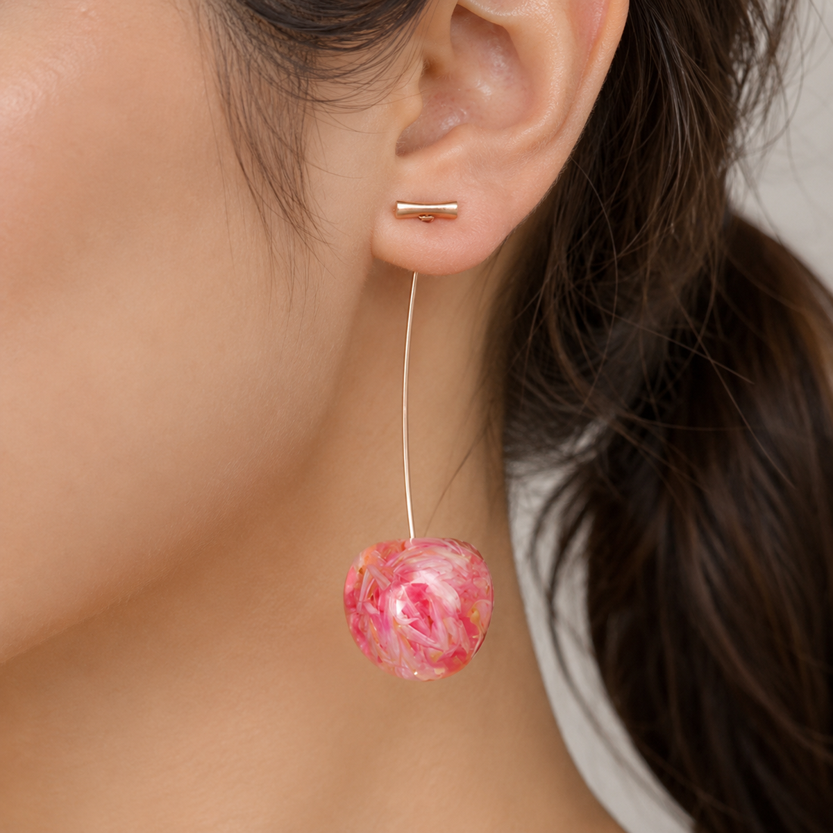 Dried cherry - Long cherry earrings