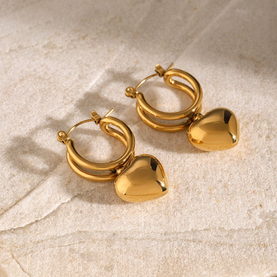 Audrey - Gold heart earrings