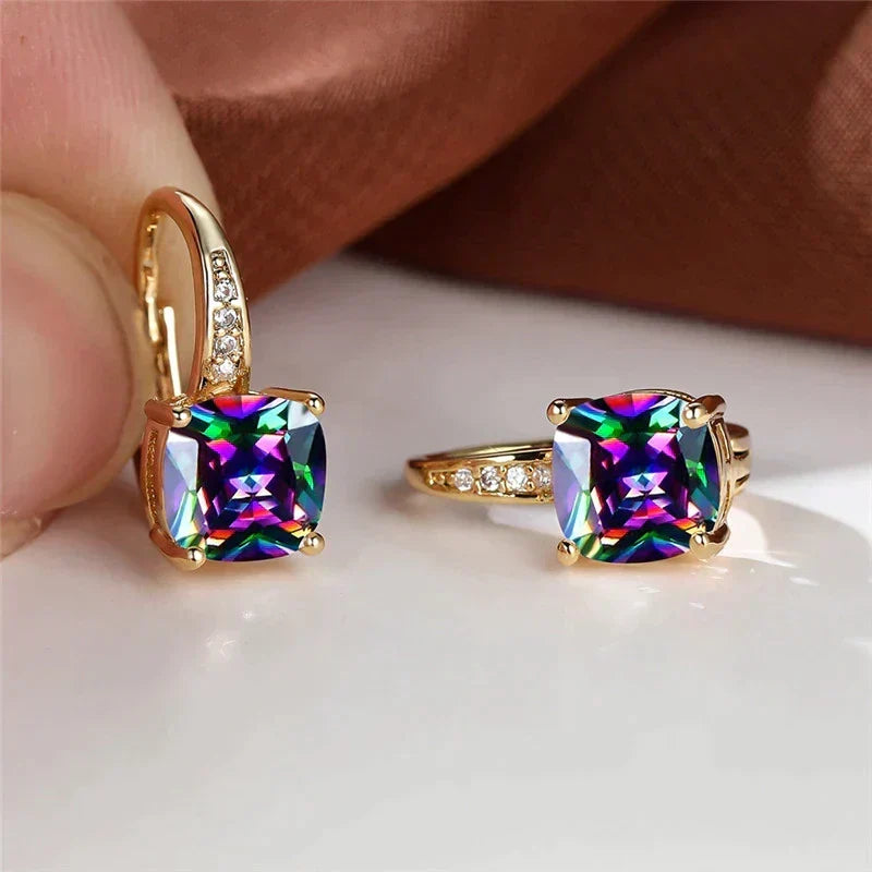 Celina – Gold hoops with colored zirconias