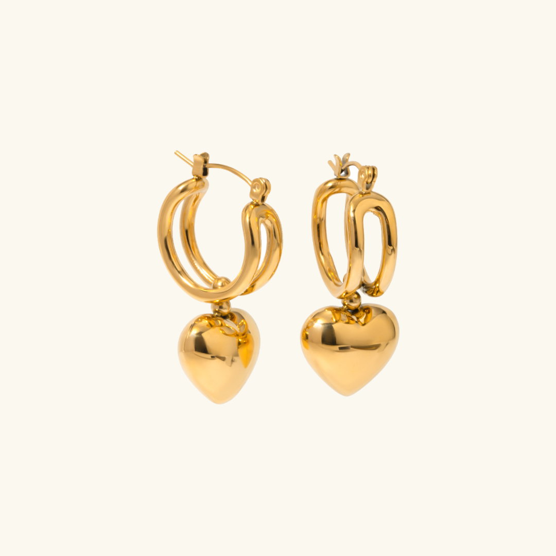 Audrey - Gold heart earrings