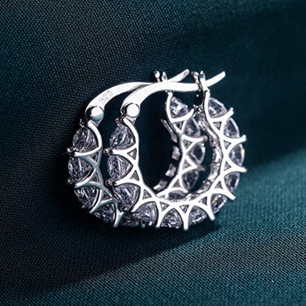 Zirconia hoop earrings - Diamond charm hoops