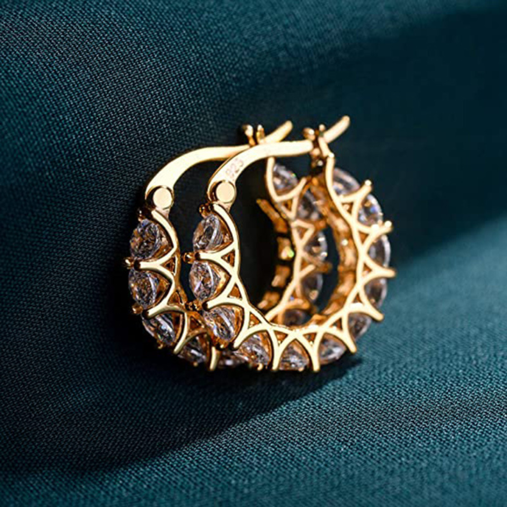 Zirconia hoop earrings - Diamond charm hoops