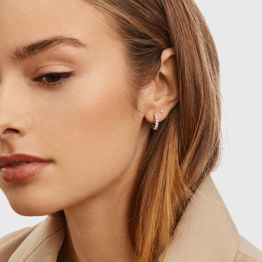 Zirconia hoop earrings - Diamond charm hoops