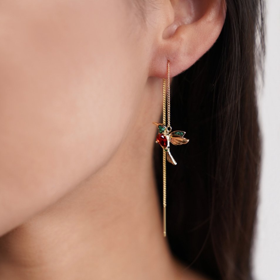 Lunara – Hummingbird Earrings with Crystal Tassels