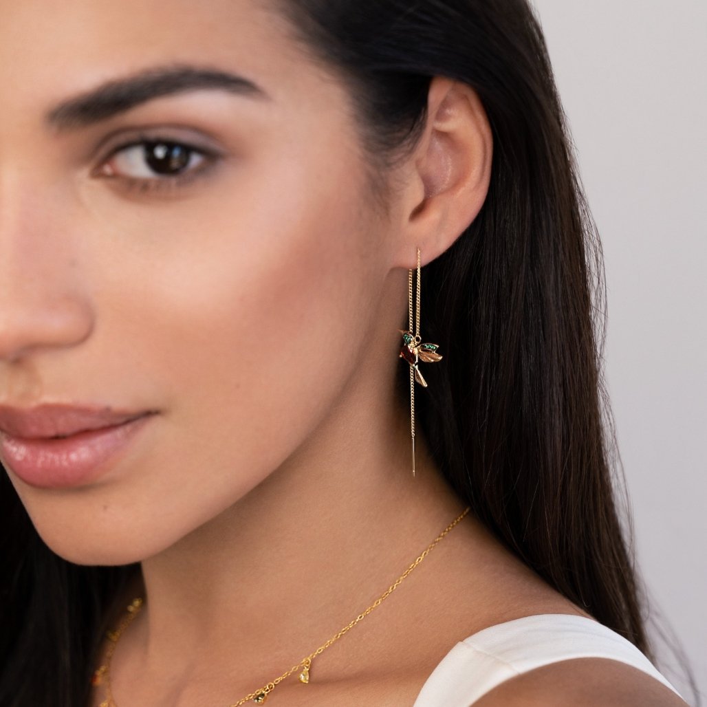 Lunara – Hummingbird Earrings with Crystal Tassels