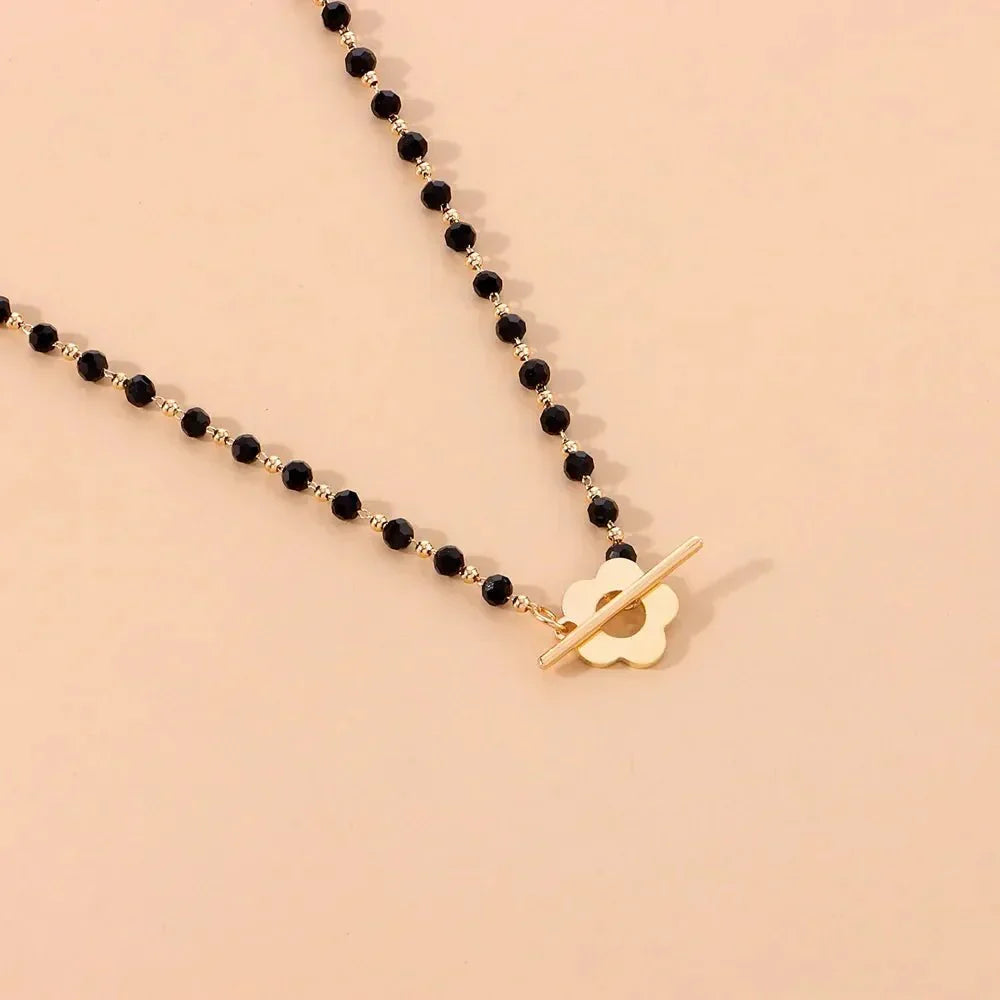 Naya - Floral Choker Necklace with Flower Clasp