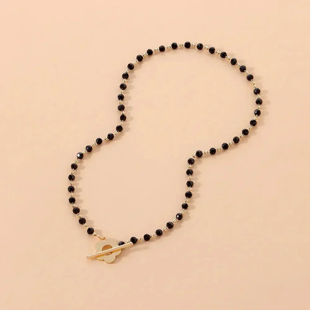 Naya - Floral Choker Necklace with Flower Clasp
