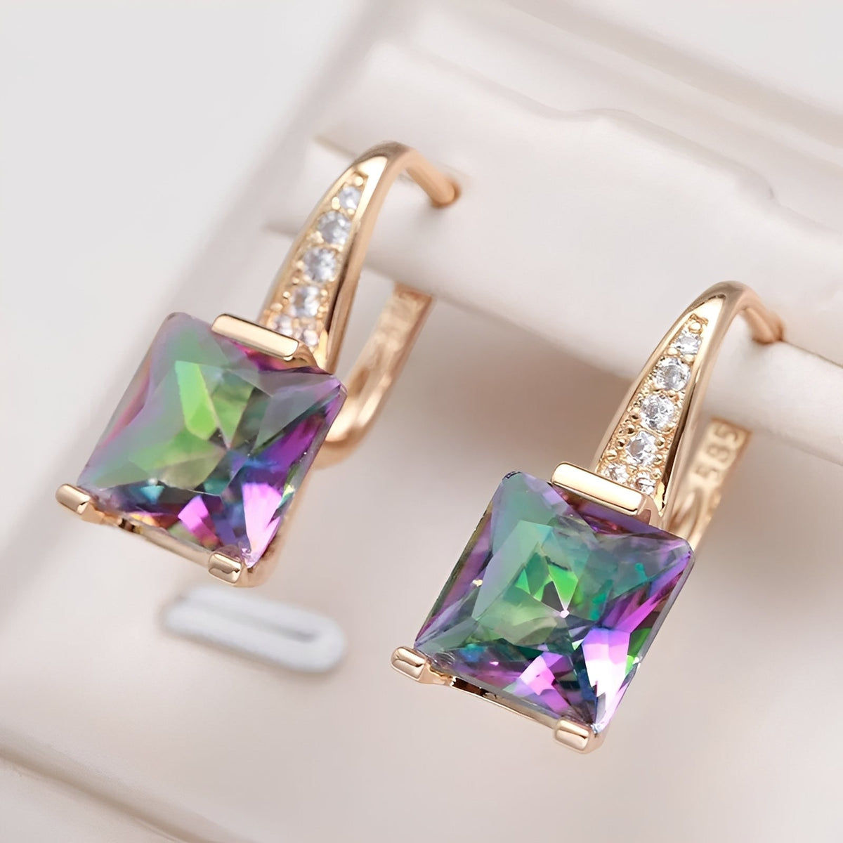 Celina – Gold hoops with colored zirconias
