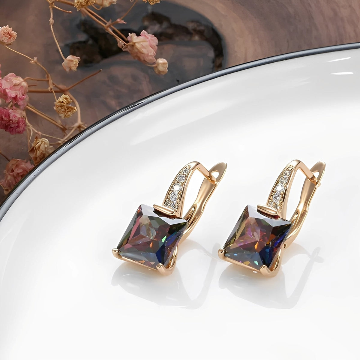 Celina – Gold hoops with colored zirconias