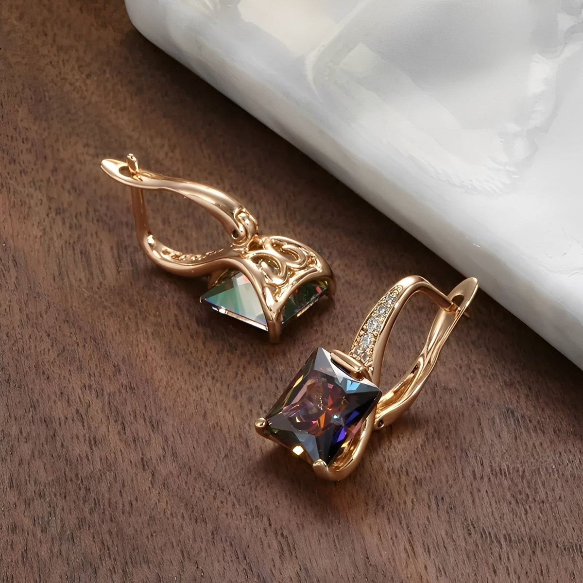 Celina – Gold hoops with colored zirconias