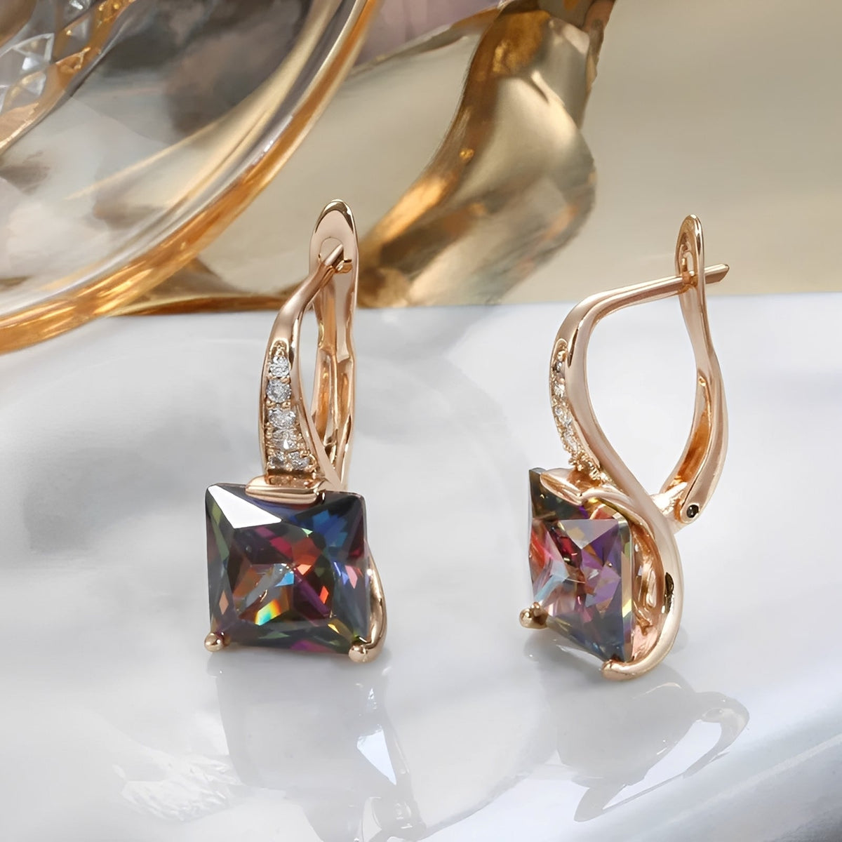 Celina – Gold hoops with colored zirconias
