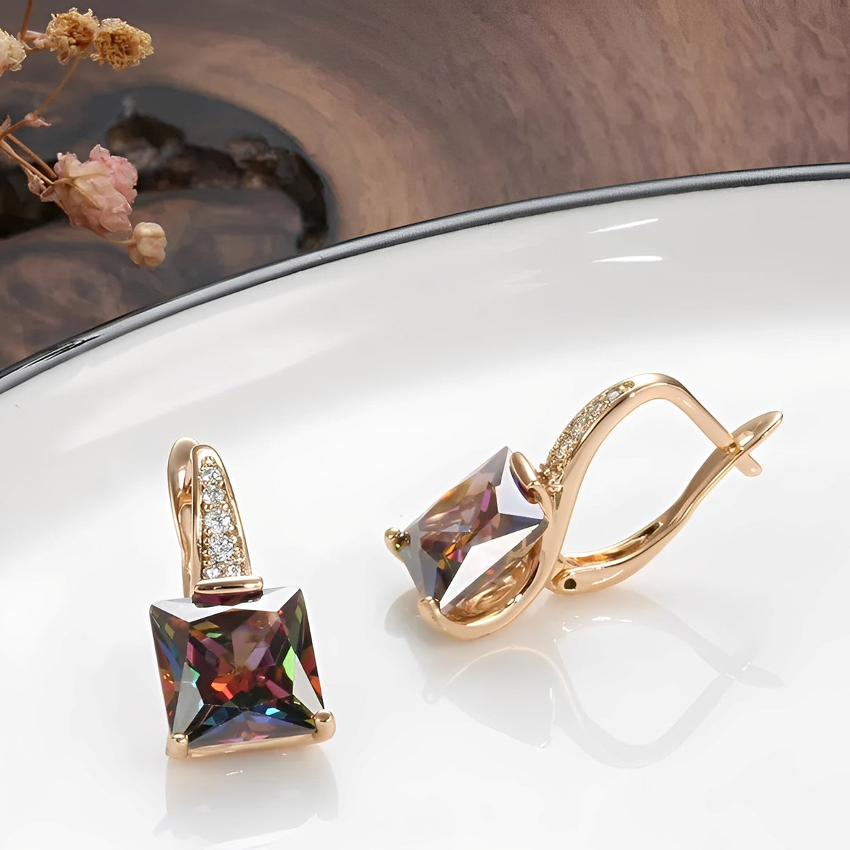 Celina – Gold hoops with colored zirconias