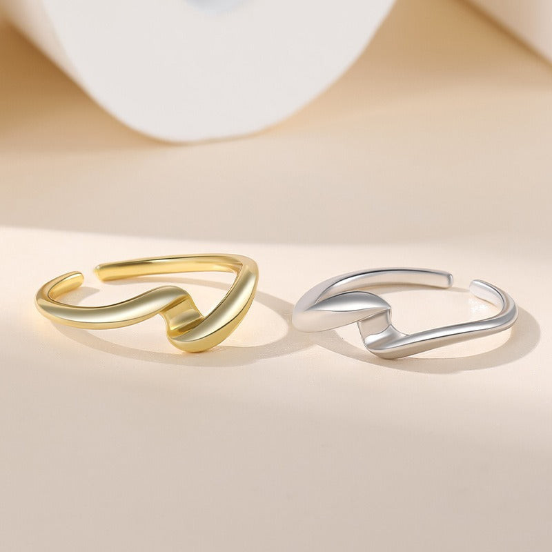 Elaine – S925 Silver Ring with Irregular Water Wave