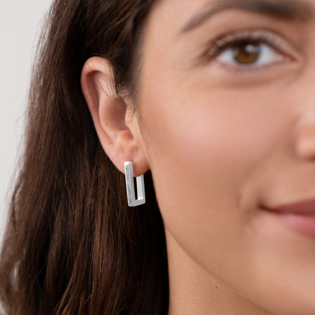 Theia - Silver Rectangular Hoops