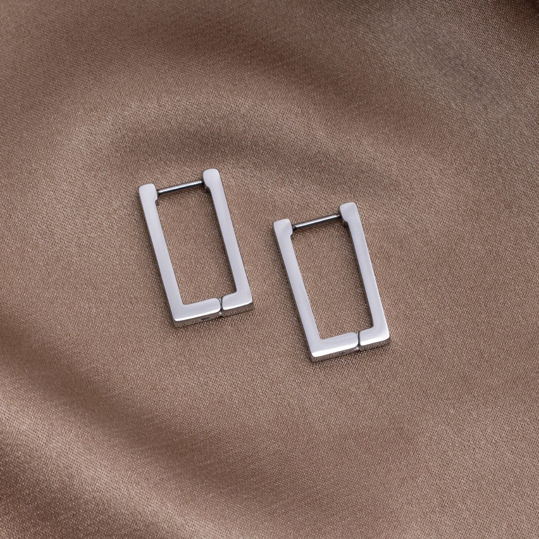 Theia - Silver Rectangular Hoops