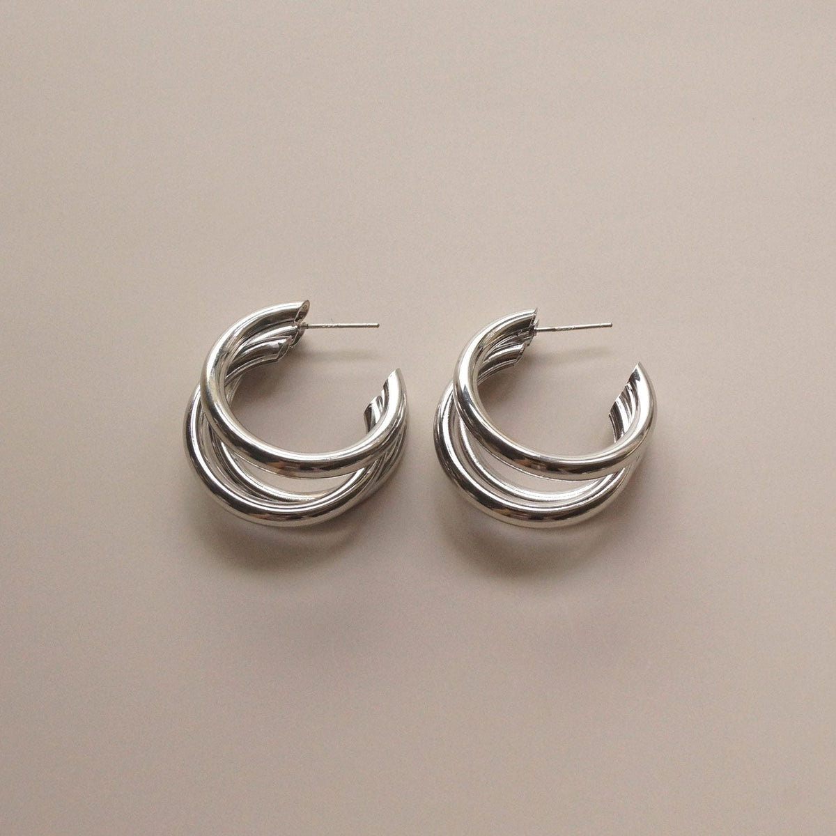 Mila - Bold Triple Hoops in Silver