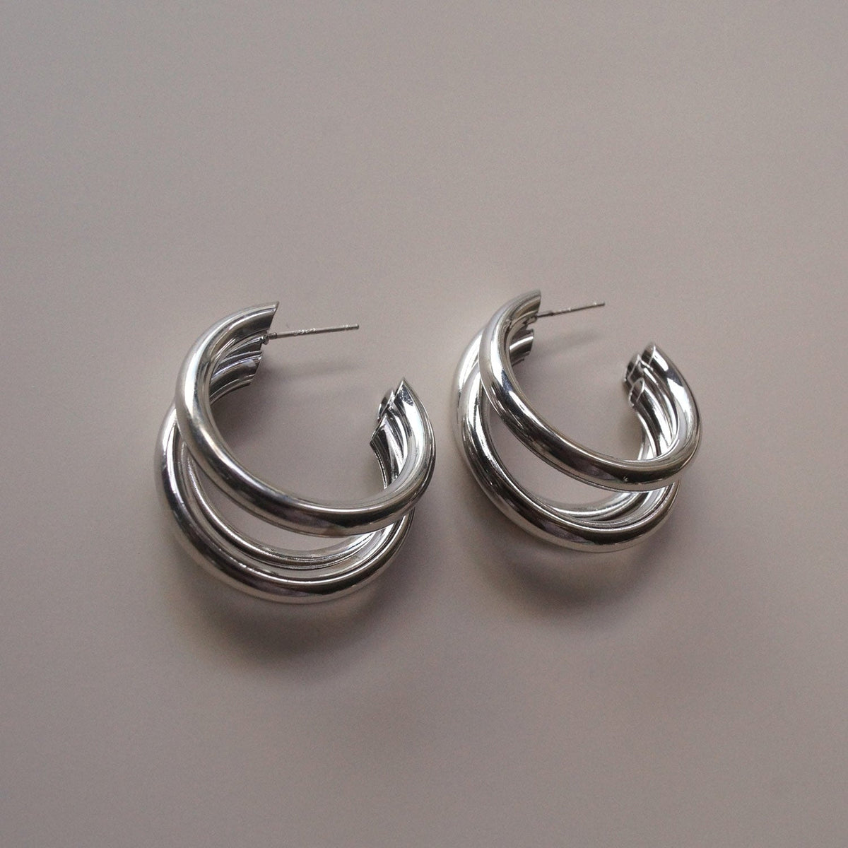 Mila - Bold Triple Hoops in Silver